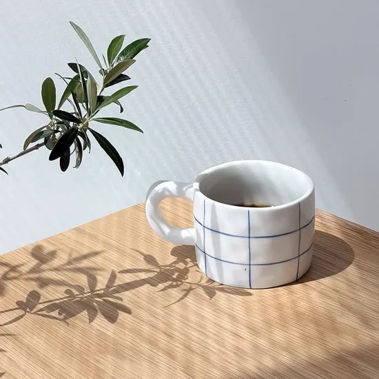 드로잉 바이 핸즈 블루 스트라이프 도자기 컵 머그 300ml