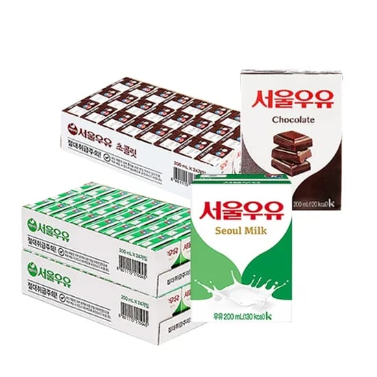 서울우유 멸균우유 흰우유48개+초코24개 (200ml 총72개)