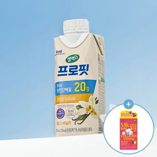 *(행사)셀렉스 프로핏 완전단백질 밀크바닐라 드링크 250ml 18팩+밀세라 구미 1박스