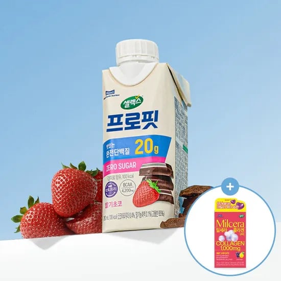 *(행사)셀렉스 프로핏 완전단백질 딸기초코 드링크 250ml 18팩+밀세라 구미 1박스