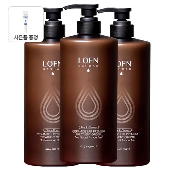 리뉴얼 헤어 트리트먼트 블랙체리 1000g 3개 + 증정