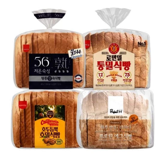 삼립 식빵 3종 4봉 골라담기(호두식빵, 저온숙식빵, 통밀식빵)