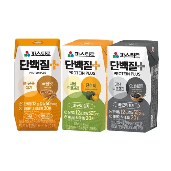 파스퇴르 단백질플러스 3종(곡물맛/단호박/검은콩검은깨) 18+ 18 36팩 골라담기