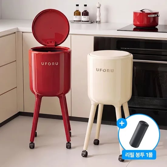 신상! 캡슐 롱레그 이동식 휴지통 2colors 주방 냄새차단 분리수거 쓰레기통 대용량