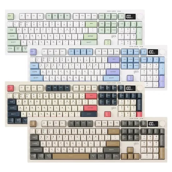 오피스프로 WK50 사일런스 M 105키 RGB 풀윤활 방수 LCD 무선 게이밍 키보드