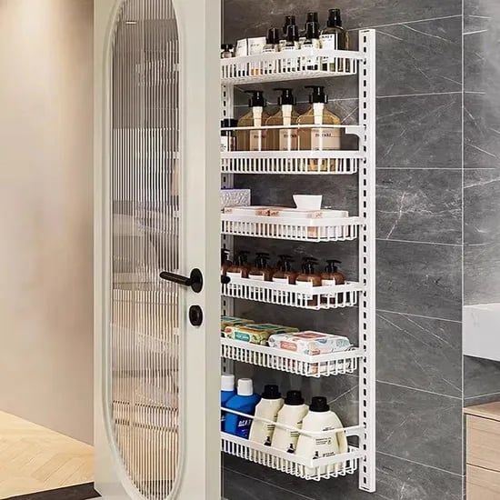 무타공 높이조절 철제 벽선반 틈새 문뒤 수납 벽걸이 3단 4단 6단 욕실 베란다