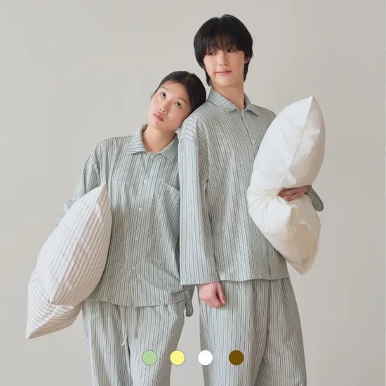 refine / 부드러운 에어핏 긴팔 잠옷 파자마 세트, 4colors, M/L