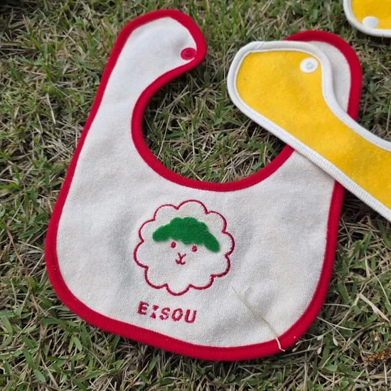 양 자수 아기 테리 턱받이 데일리 빕 4종