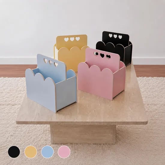 삼둥이하트 수납박스 다용도 보관함 바스켓 정리함 스토리지 데스크테리어 4colors
