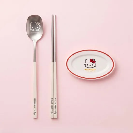 산리오 헬로키티 수저세트+수저받침 테이블웨어 세트