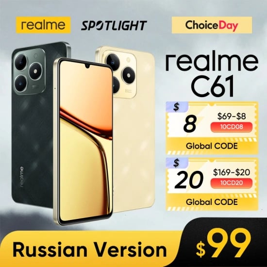 realme C61 스마트폰, 5000mAh 배터리, 45W(74.99/무료)/RX 6600 CHALLENGER D6 8GB($141.53/무료)