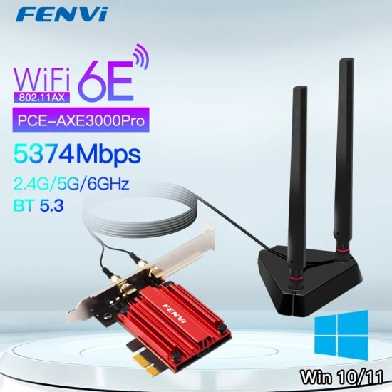 FENVI 무선 PCIE 어댑터 네트워크 와이파이 카드 지지대 PC Win10 11($16.67/무배)