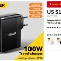 Essager 100W GaN 4포트 충전기($8.58/무료)2