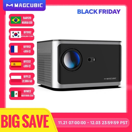 Magcubic 580ANSI 프로젝터, 안드로이드 11, 4K $50.2,무료),ZEUSLAP 16 인치 2.5K 144hz 터치 스크린 휴대용 모니터($91.95,무료)