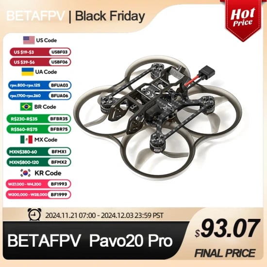 BETAFPV Pavo20 Pro 2024 브러시리스 Whoop 쿼드콥터 (120,572원/무료)1