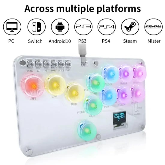 RGB 아케이드 히트박스 키보드 아케이드 파이트스틱 컨트롤러, PS4, PS5, Xbox, 스위치, 스팀 아케이드 파이팅 (30,410원/무료배송)