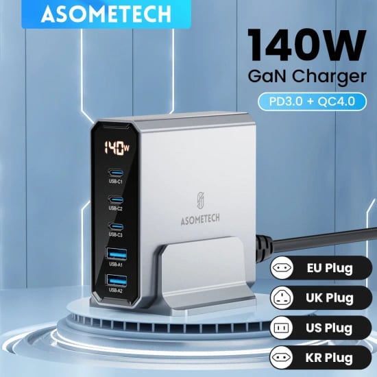 ASOMETECH 140W GaN USB C 타입 고속 충전기($16.38,무료)3