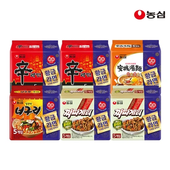 신라면10봉+안성탕면5봉+너구리5봉+짜파게티10봉 (21,160/무료)1
