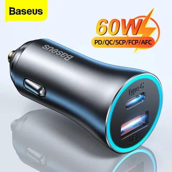 Baseus 60W USB 타입 C 차량용 충전기($4.88/무료)