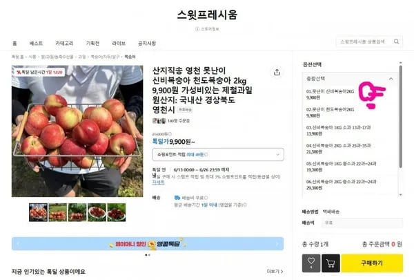 신비복숭아 2kg (9,900/무료배송)5