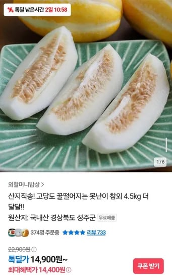 고당도 못난이 참외 4.5kg (14,900원/무배)6
