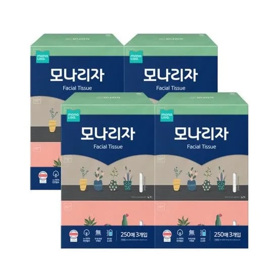 모나리자 미용티슈 250매 3입 4개 (14,900원 / 무배)4