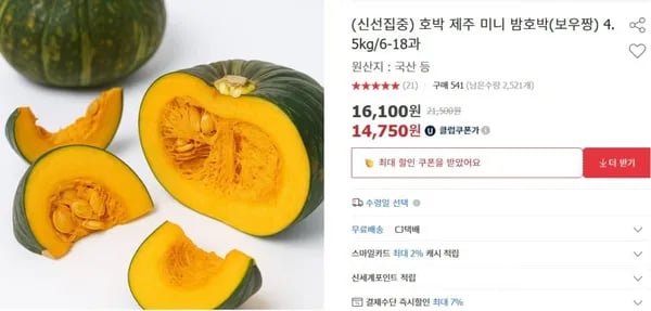 제주 미니 밤호박 4.5kg 6~18과(14,980원/무배)