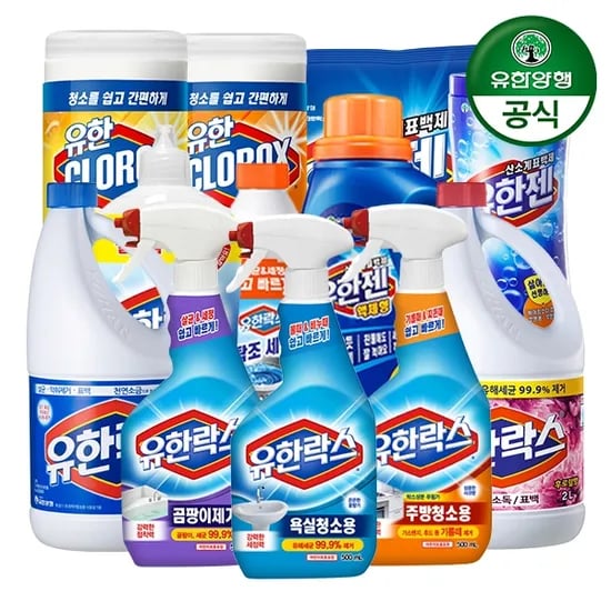 유한락스 청소세제 500ml*4개+후레쉬락스 500ml (카페9,207원/무료배송)4