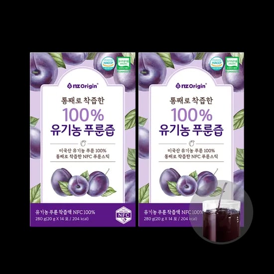 엔젯오리진 100% 착즙 유기농 푸룬즙 14포 x 3박스 (17,900원/무료)