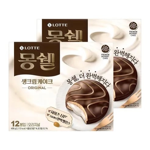 몽쉘 생크림케이크 오리지널 12개입, 408g, 2개 (6,700원/와우무료)1