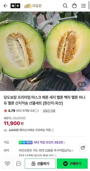 프리미엄 머스크 멜론 2개입 (3.2kg~3.6kg) (11,900원/네멤무료)4