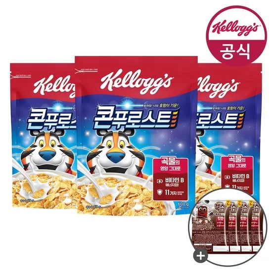 켈로그 시리얼 콘푸로스트600g x 3팩 + 쿠앤크120g (10,990원/무료)2
