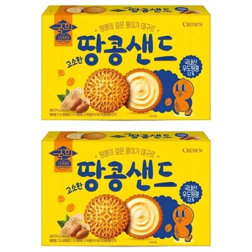 ] 크라운 고소한 땅콩샌드, 279g, 2개 (3,990원/로켓무료)27