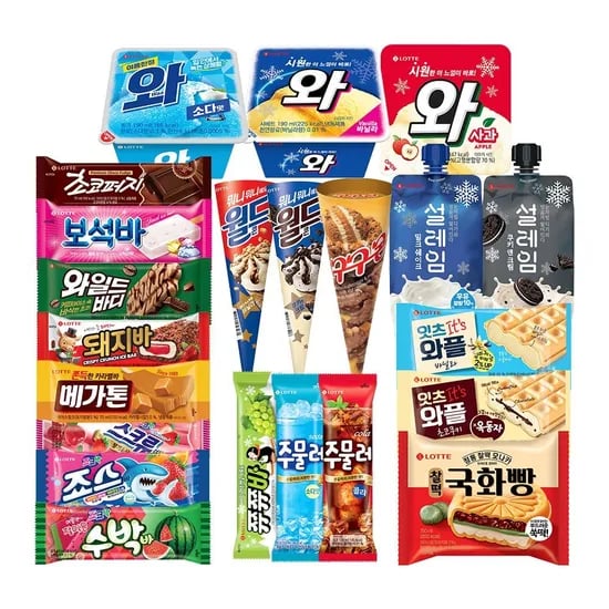 롯데웰푸드 콘 파우치 쭈쭈바 샌드 바 아이스크림 혼합구성