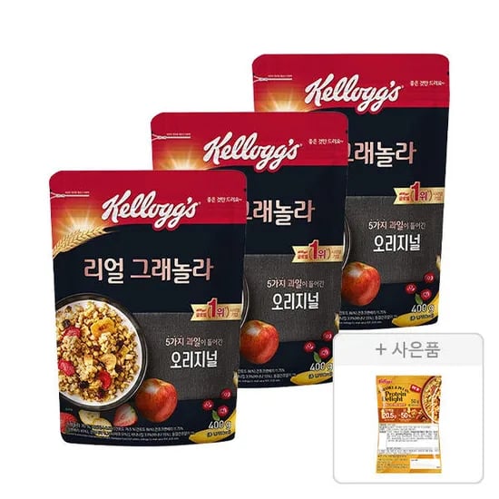 켈로그 리얼 그래놀라 400g 3개 50g 1개