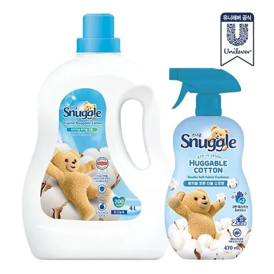 스너글 허거블 코튼/허거블 선샤인 섬유유연제 4L 리뉴얼 탈취제 470ml SET