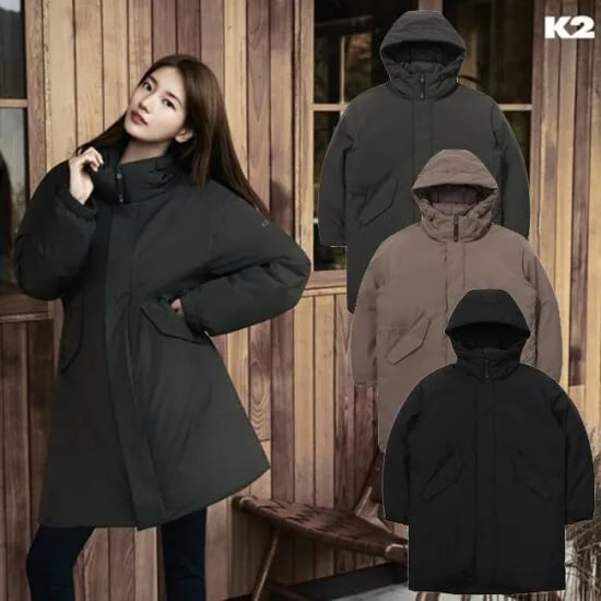 k2 여성 수지 야상 구스 다운 씬에어