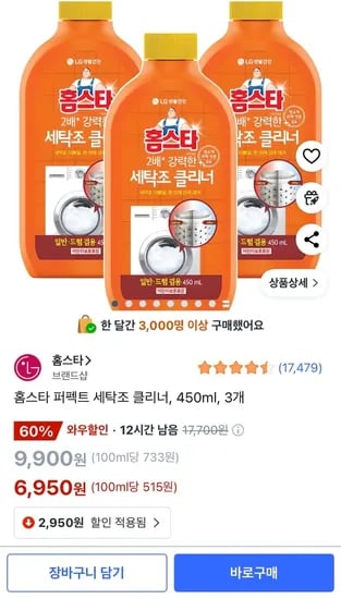 홈스타 퍼펙트 세탁조 클리너 450ml