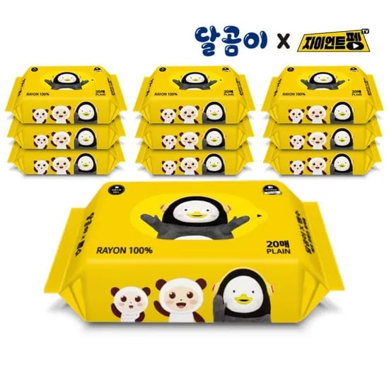 달곰이x펭수 에코프렌즈 레이온 100% 휴대용 10팩