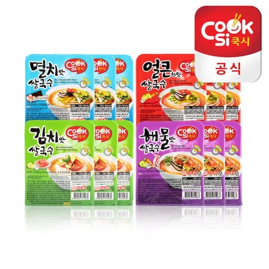 쿡시쌀국수 멸치 얼큰 김치 해물 12개 1BOX
