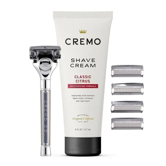 Cremo 남성용 오리지널 면도 선물 세트 면도 크림 면도기 면도날 리필 4개 포함