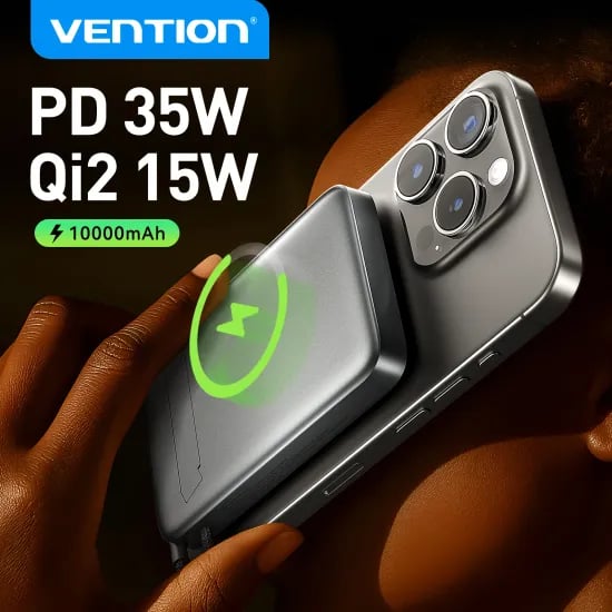 Vention 10000mAh 35W Qi2 마그네틱 보조배터리($13.34/무료)