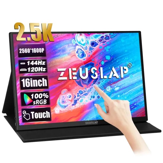 ZEUSLAP 16인치 모니터 $74.42, 16인치 터치 $95.46
