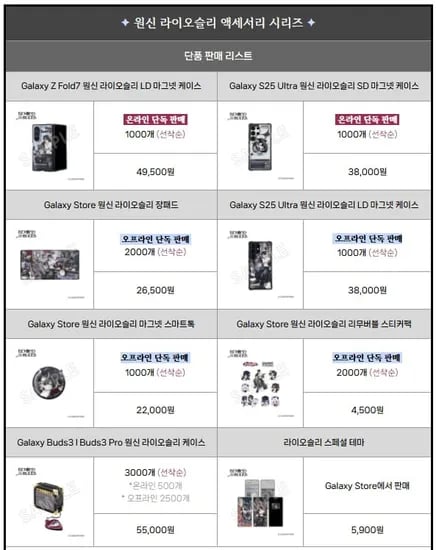 원신 라이오슬리 액세서리 시리즈