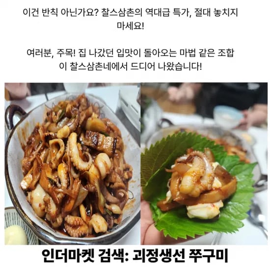 한돈 냉동목살 500g 쭈꾸미 500g 고추장 280g