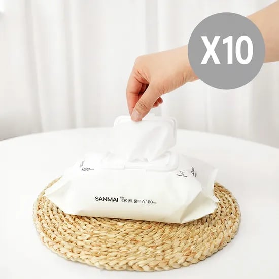 산마이 저자극 대용량 물티슈 100매 x 10팩