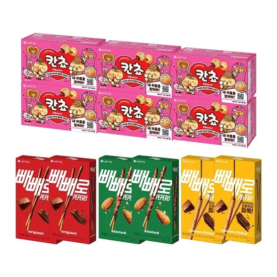 롯데웰푸드 칸쵸 54g x6개 빼빼로 3종 6개