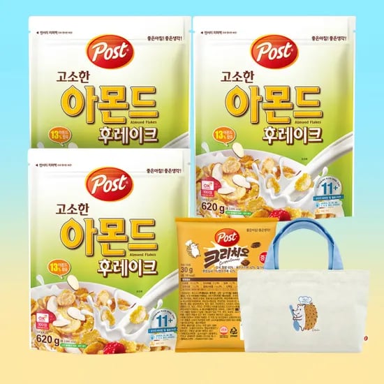 아몬드후레이크 620g 3개 치오 에코백 시리얼 30g