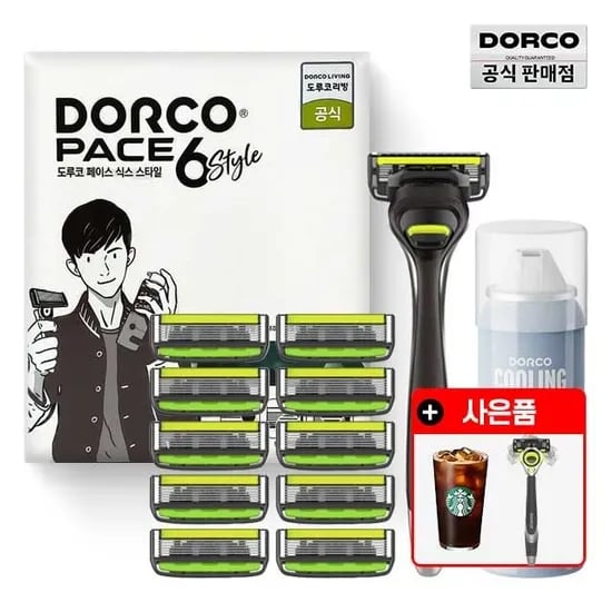 도루코 페이스6스타일 온라인기획세트2호 면도기 면도날 10입 74ml 쉐이빙폼 스벅기프티콘 증정