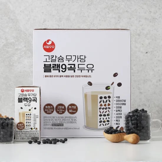 서울우유 고칼슘 무가당 블랙9곡 두유 190ml 32팩